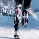 woman running in snow